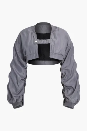 Ruched Detail Cropped Jacket>MICAS New