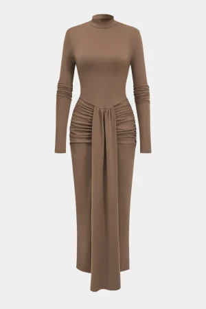 Ruched Detail Long Sleeve Maxi Dress>MICAS Hot