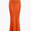 Ruched Drawstring Tank Top And Mermaid Maxi Skirt Set>MICAS Hot