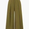 Ruched High-Waisted Wide Leg Trousers>MICAS Fashion