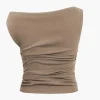 Ruched Knot One-Shoulder Sleeveless Top>MICAS Fashion