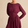 Ruched Long Sleeve Retro Mini Dress>MICAS Hot