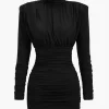 Ruched Long Sleeve Turtleneck Mini Dress>MICAS Outlet