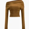 Ruched Long-Sleeve Top>MICAS Fashion