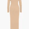 Ruched Off Shoulder Drape Detail Maxi Dress>MICAS Fashion