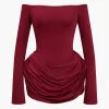 Ruched Off Shoulder Mini Dress>MICAS Online