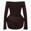 Ruched Off Shoulder Mini Dress>MICAS Online