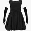 Ruched Strapless Mini Dress With Gloves>MICAS Fashion