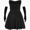 Ruched Strapless Mini Dress With Gloves>MICAS Fashion