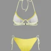Ruched Tie Halter Bikini Set>MICAS Outlet