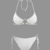 Ruched Tie Halter Bikini Set>MICAS Outlet