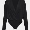 Ruched V-Neck Long Sleeve Bodysuit>MICAS Hot