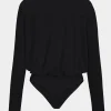 Ruched V-Neck Long Sleeve Bodysuit>MICAS Hot