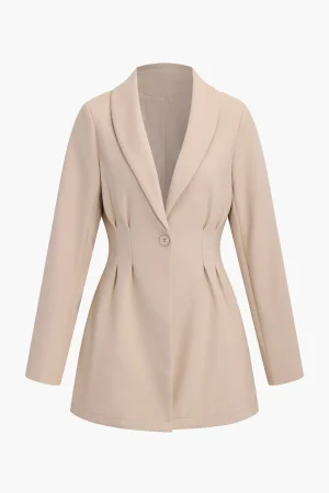 Ruched Waist Woolen V-neck Jacket>MICAS Discount