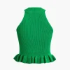 Ruffle Hem Knit Tank Top>MICAS Clearance