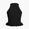 Ruffle Hem Knit Tank Top>MICAS Clearance