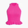 Ruffle Hem Knit Tank Top>MICAS Clearance
