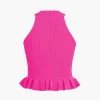 Ruffle Hem Knit Tank Top>MICAS Clearance
