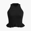 Ruffle Hem Knit Tank Top>MICAS Clearance