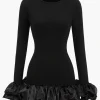 Ruffle Hem Lantern Sleeve Mini Dress>MICAS New
