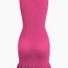 Ruffle Hem Sleeveless Knit Mini Dress>MICAS Clearance