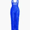 Ruffle Knot Halter Backless Jumpsuit>MICAS Clearance