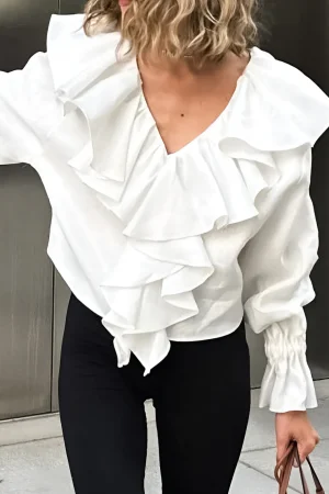 Ruffle Long-Sleeve Shirt>MICAS Clearance