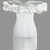 Ruffle Neckline Off The Shoulder Mini Dress>MICAS New