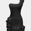 Ruffle One Shoulder Mini Dress>MICAS New