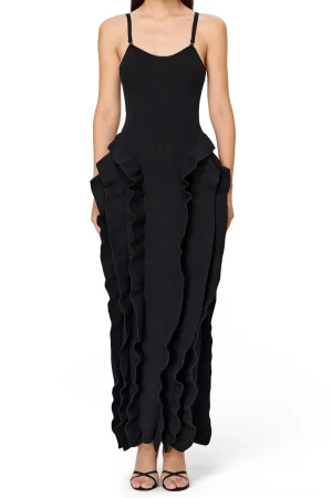 Ruffle Slip Midi Dress>MICAS Fashion