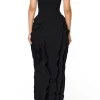 Ruffle Slip Midi Dress>MICAS Fashion