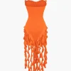 Ruffle Tassel Halter Bustier Mini Dress>MICAS Best