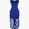 Ruffle Tassel Halter Bustier Mini Dress>MICAS Best