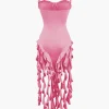 Ruffle Tassel Halter Bustier Mini Dress>MICAS Best