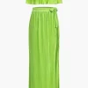 Ruffle Tube Top And Split Maxi Skirt Set>MICAS Online