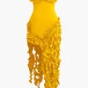 Ruffled Fringe Strapless Midi Dress>MICAS Sale