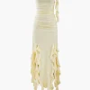 Ruffled Hem Slit Maxi Dress>MICAS Clearance