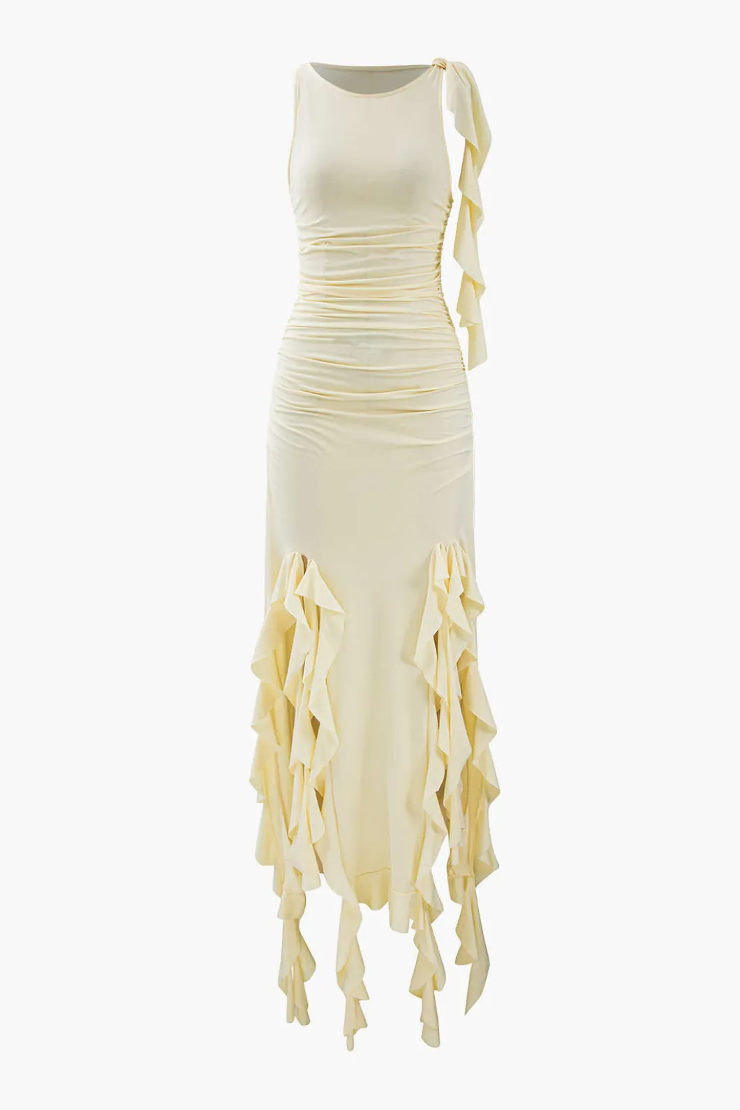 Ruffled Hem Slit Maxi Dress>MICAS Clearance