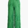 Ruffled Textured Halter Crop Top And Wide-Leg Pants Set>MICAS Hot