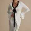 Ruffled V-Neck Long Sleeve Maxi Dress>MICAS Best