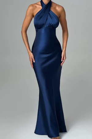 Satin Backless Sleeveless Maxi Dress>MICAS Sale