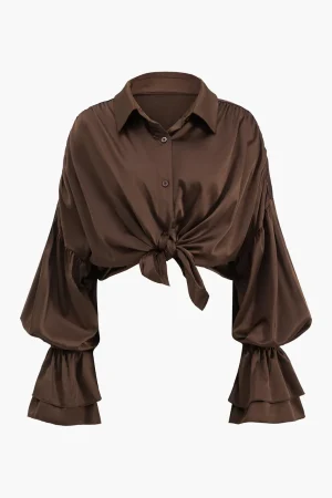 Satin Button Long-Sleeve Shirt>MICAS Sale