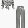 Satin Button Up Long Sleeve Shirt And Pants Set>MICAS Discount