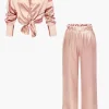 Satin Button Up Long Sleeve Shirt And Pants Set>MICAS Discount