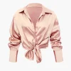 Satin Button Up Long Sleeve Shirt And Pants Set>MICAS Discount