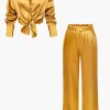 Satin Button Up Long Sleeve Shirt And Pants Set>MICAS Discount