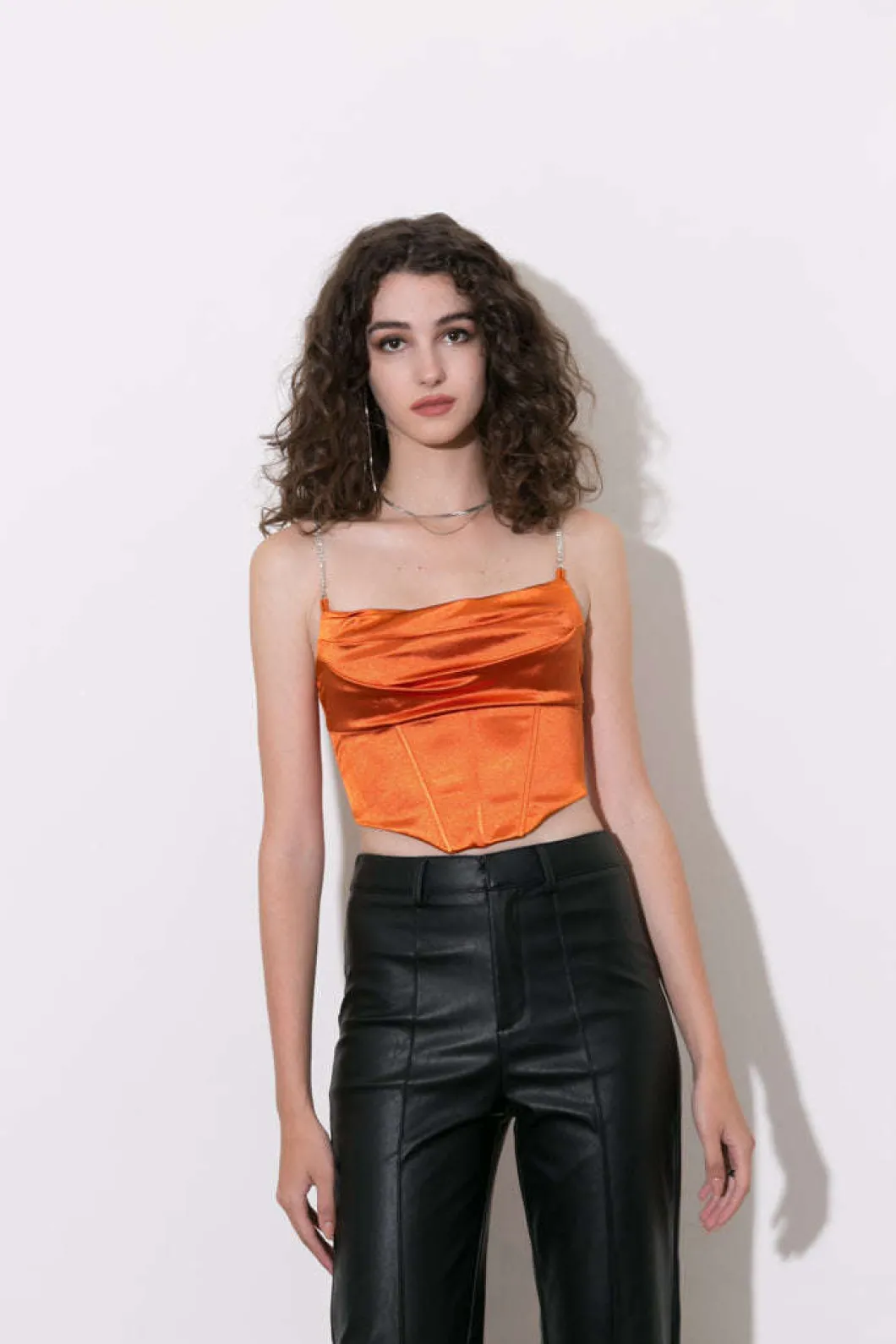 Satin Draped Corset Top>MICAS Fashion