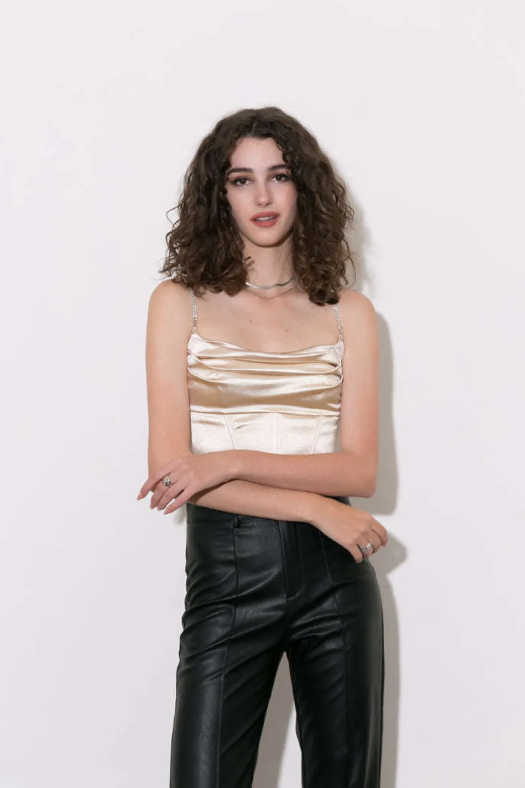 Satin Draped Corset Top>MICAS Fashion