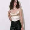 Satin Draped Corset Top>MICAS Fashion