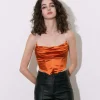 Satin Draped Corset Top>MICAS Fashion